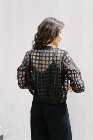 Black Mesh Checkered Jacket | Select Trends Boutique