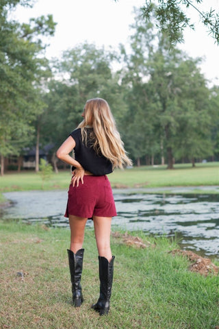 Black Mock Neck Short Sleeve Knit Top | Select Trends Boutique