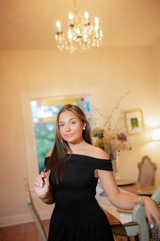 Black Off Shoulder Drop Waist Midi Dress | Select Trends Boutique