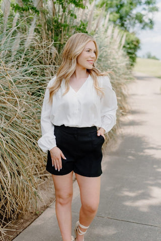 Black Pintuck Trouser Shorts | Select Trends Boutique