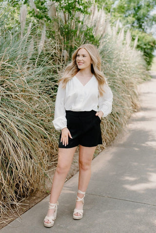 Black Pintuck Trouser Shorts | Select Trends Boutique