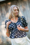 Black Polka Dot Puff Sleeve Blouse - Select Trends Boutique