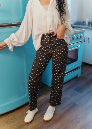 Black Polka Dot Straight Leg Jeans | Select Trends Boutique