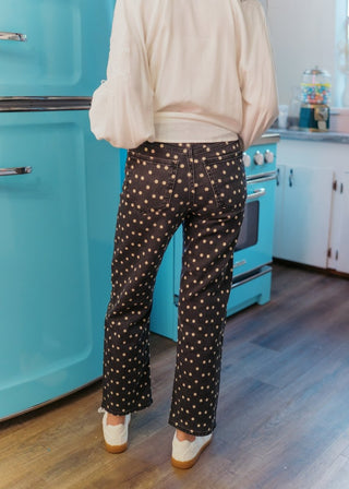 Black Polka Dot Straight Leg Jeans | Select Trends Boutique