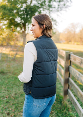 Black Quilted Sleeveless Puffer Vest | Select Trends Boutique