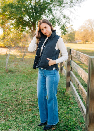 Black Quilted Sleeveless Puffer Vest | Select Trends Boutique