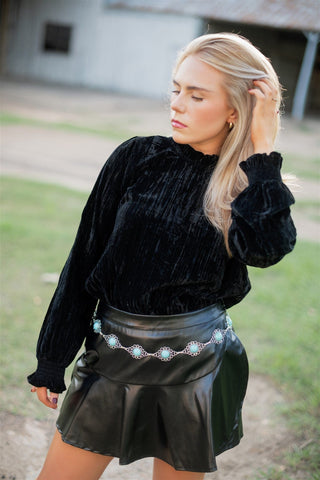 Black Quinn Velvet Top