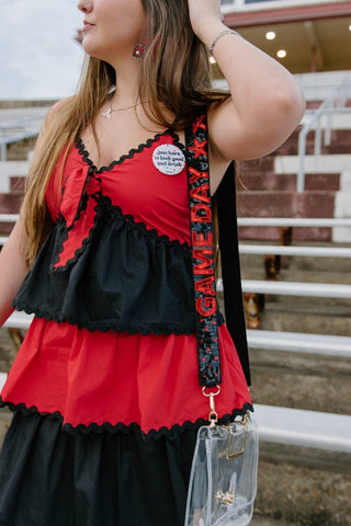 Black & Red Sequin Gameday Bag Strap | Select Trends Boutique