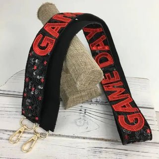 Black & Red Sequin Gameday Bag Strap | Select Trends Boutique
