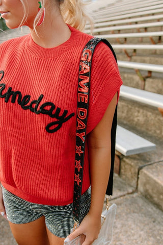 Black & Red Sequin Gameday Bag Strap | Select Trends Boutique