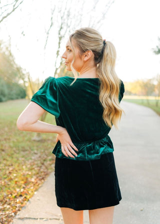 Black Rhinestone Bow Velvet Skirt - Select Trends Boutique