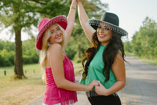 Black Rhinestone Fringe Cowgirl Hat - Select Trends Boutique