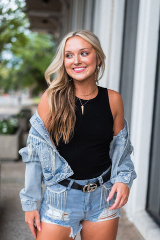 Black Ribbed Tank Top