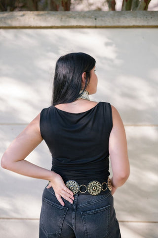 Black Ruched Waist Top | Select Trends Boutique