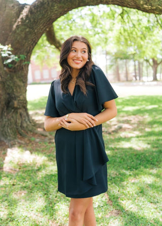 Black Ruffle Wrap Mini Dress | Select Trends Boutique