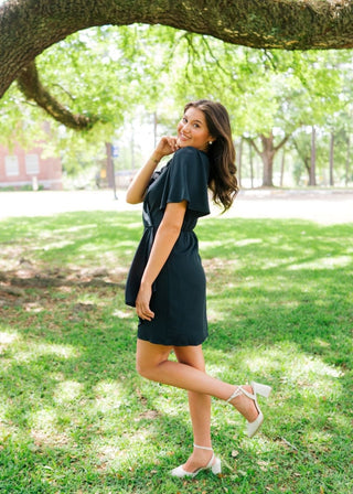 Black Ruffle Wrap Mini Dress | Select Trends Boutique