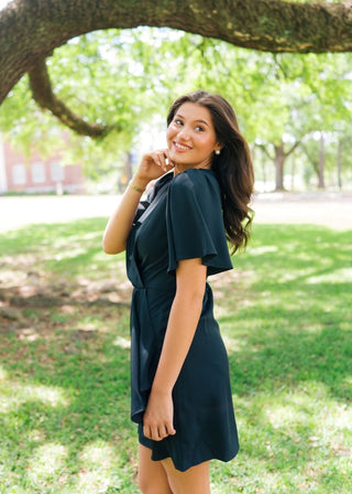 Black Ruffle Wrap Mini Dress | Select Trends Boutique