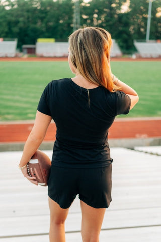 Black Sequin Football Tee | Select Trends Boutique