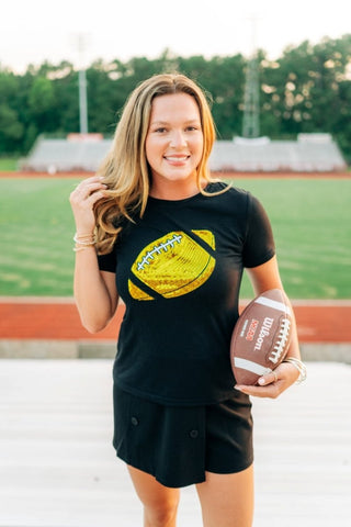Black Sequin Football Tee | Select Trends Boutique