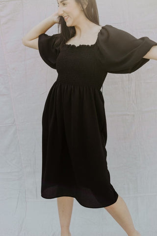 Black Short Sleeve Midi Dress | Select Trends Boutique