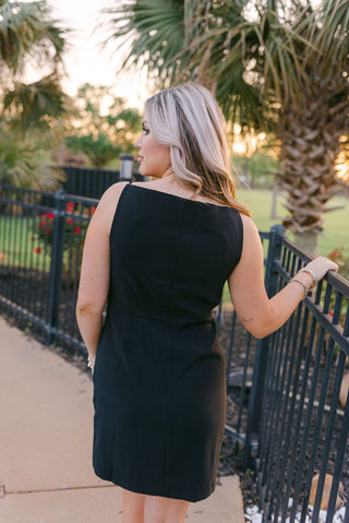 Black Sleeveless Bow Detail Mini Dress