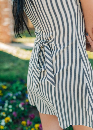 Black Striped Boat Neck Mini Dress - Select Trends Boutique