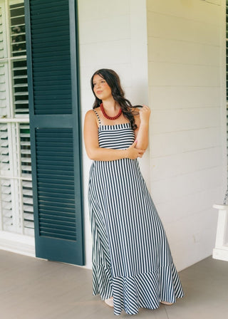 Black Striped Cutout Back Maxi Dress | Select Trends Boutique
