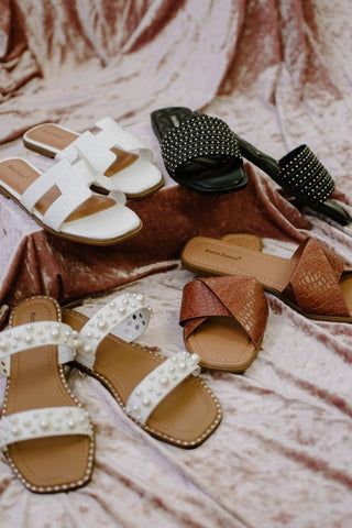 Black Studded Slip On Sandals | Select Trends Boutique