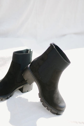 Black Suede Chunky Bootie | Select Trends Boutique