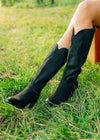 Black Suede Cowgirl Boots - Select Trends Boutique