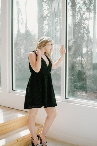 Black Textured Sleeveless Mini Dress | Select Trends Boutique