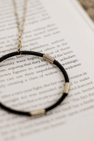 Black Threaded Hoop Necklace