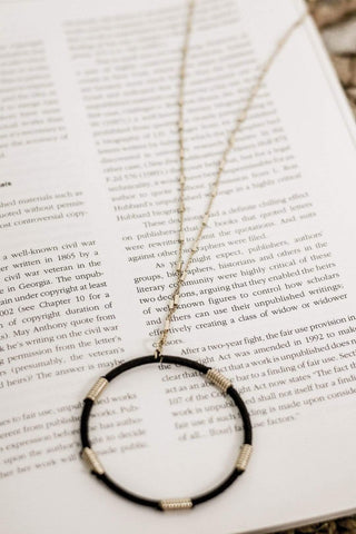 Black Threaded Hoop Necklace