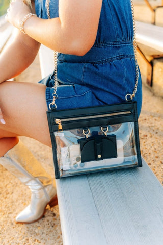 Black Trim Clear Bag W/ Sunglass Holder | Select Trends Boutique