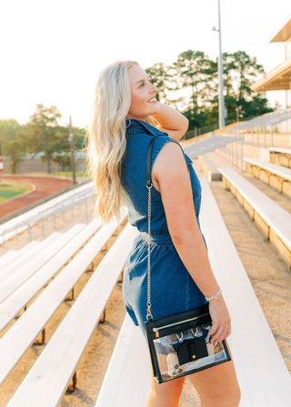 Black Trim Clear Bag W/ Sunglass Holder | Select Trends Boutique