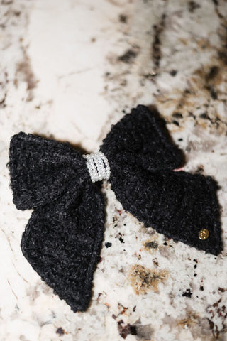 Black Tweed Pearl Hairbow