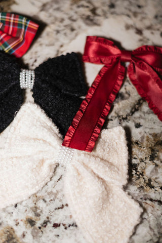 Black Tweed Pearl Hairbow