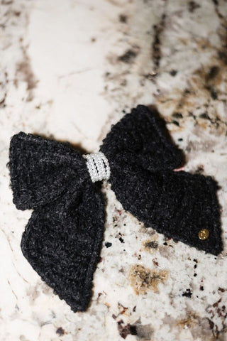 Black Tweed Pearl Hairbow | Select Trends Boutique