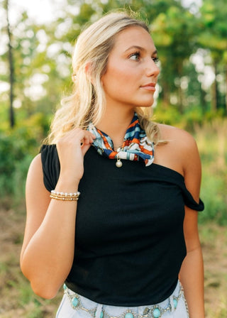 Black Twist Draped Shoulder Top | Select Trends Boutique