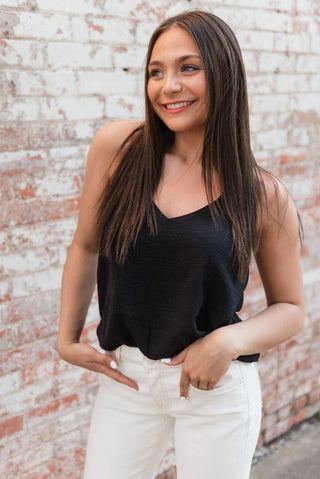 Black V - Neck Flowy Sleevless Cami | Select Trends Boutique