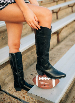 Black Vegan Leather Cowgirl Boots - Select Trends Boutique