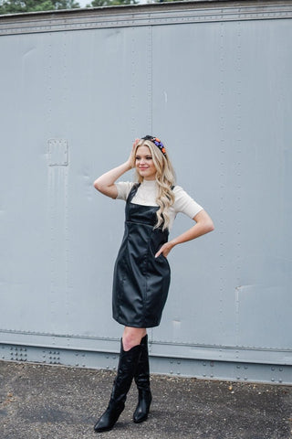 Black Vegan Leather Mini Dress | Select Trends Boutique