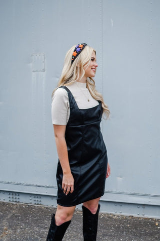 Black Vegan Leather Mini Dress | Select Trends Boutique