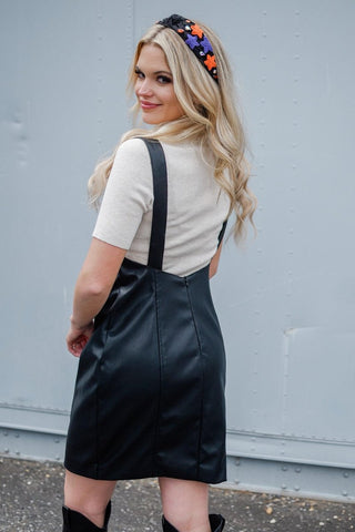Black Vegan Leather Mini Dress | Select Trends Boutique