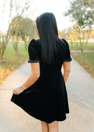 Black Velvet Ruffled Mini Dress - Select Trends Boutique
