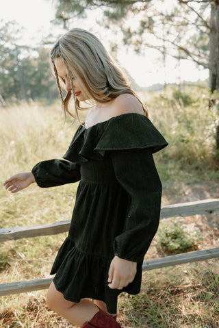 Black Wash Ruffle Denim Dress | Select Trends Boutique