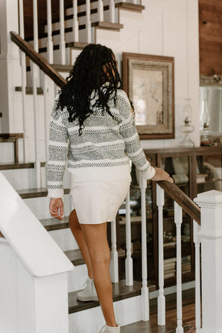 Black & White Knit Detail Sweater