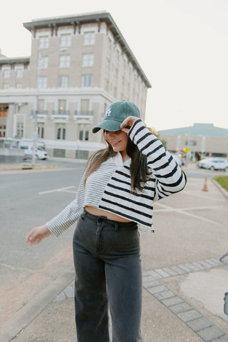Black & White Striped Collared Top | Select Trends Boutique