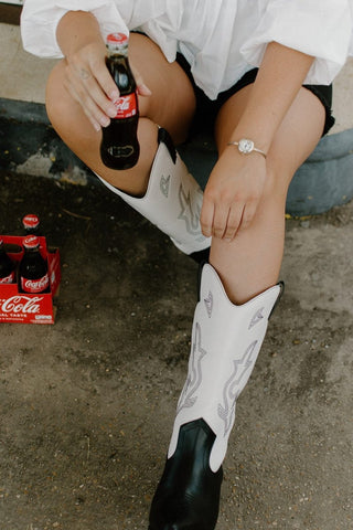 Black & White Western Cowgirl Boots | Select Trends Boutique