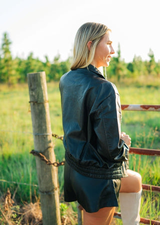 Black Zip Up Leather Jacket - Select Trends Boutique